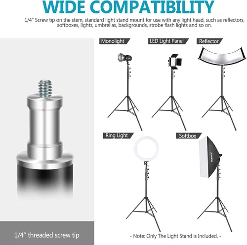 Miniatura 5 de Neewer Soporte de luz resistente, trípode de fotografía ajustable de metal de 13 pies/13.1 ft, soporte C con cojín de resorte, tornillo de 1/4