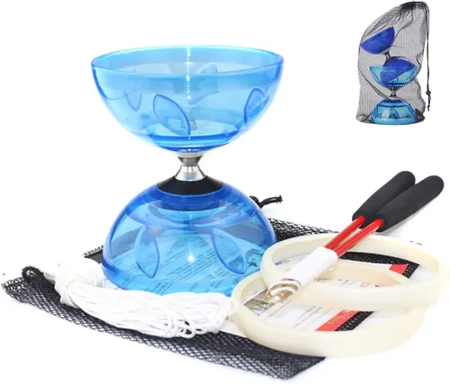 Miniatura 6 de Juego de yoyo diábolo chino – Triple rodamiento LED Diábolo yoyos juguetes malabares con palos de diablo, cuerda y bolsa de red, más fácil de Azul