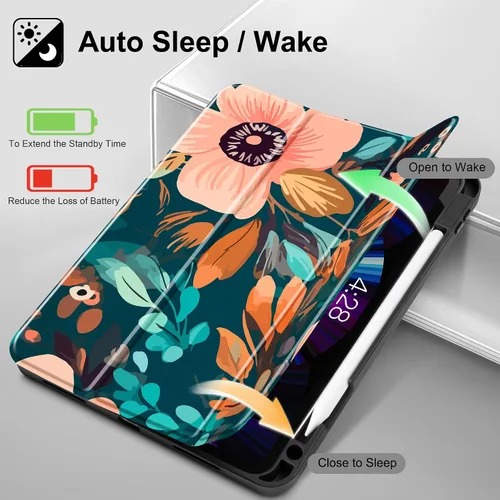 Miniatura 3 de May Chen Funda para iPad Pro de 11 pulgadas (4ª, 3ª, 2ª y 1ª generación) 2022 2021 2020 2018, soporte triple + soporte para lápiz + encendido