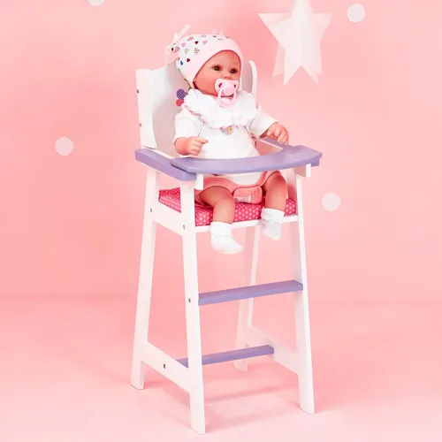 Miniatura 6 de Olivia's Little World - Silla alta para muñeca bebé princesa de lunares - Gris Blanco