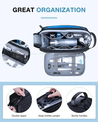 Miniatura 2 de BAGSMART Neceser para hombre, organizador grande de artículos de tocador de viaje, kit Dopp resistente al agua, bolsa de afeitar para accesorios