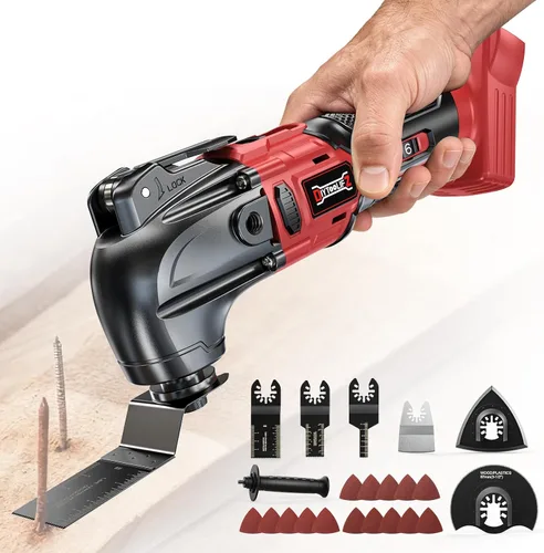 Miniatura 9 de DIYtoolifz Herramienta oscilante inalámbrica compatible con batería Milwaukee de 18 V, herramienta de motor sin escobillas de 6 velocidades Para