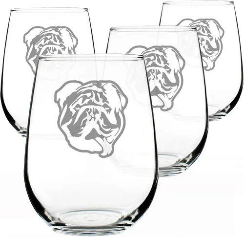 Miniatura 8 de Copa de vino personalizada Bulldog sin tallo, vasos grandes, regalos lindos para los amantes de los perros con bulldogs ingleses, vasos