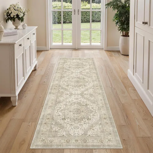 Miniatura 38 de Roxstand Alfombras de 2,44 x 3,05 m para sala de estar, alfombra vintage lavable con respaldo antideslizante, alfombra grande resistente a manchas