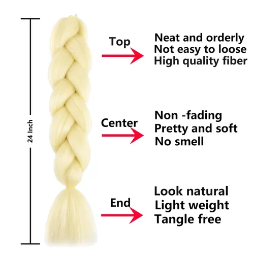 Miniatura 3 de Beige (613#) 6 paquetes de cabello trenzado de 24 pulgadas, de fibra sintética, sin picazón, extensiones de cabello para trenzar jumbo, textura