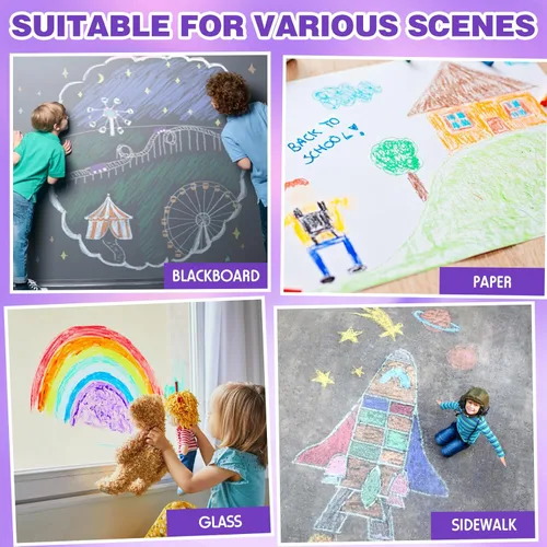 Miniatura 5 de Tiza para acera para niños, 24 unidades, de colores, no tóxicas, torcidas, para el día del niño, sin polvo, sin polvo, lavable, tiza para niños