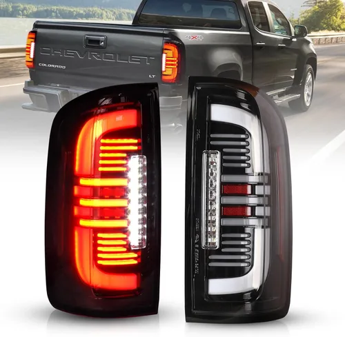 Luces traseras para Chevy Colorado 2015-2022 - Luces traseras de tubo LED completo para 15-22 lámparas de freno Colorado lente negra transparente 1