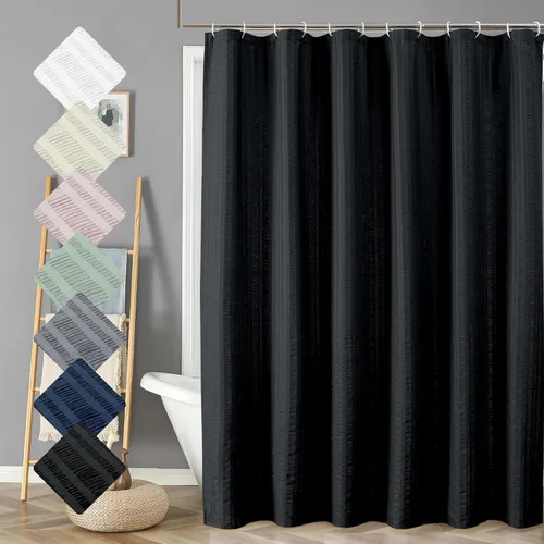 Miniatura 47 de Aiyufeng Moga - Cortina de ducha verde salvia, cortinas de ducha texturizadas en relieve 3D para baño, cortina de baño de tela de poliéster de lujo