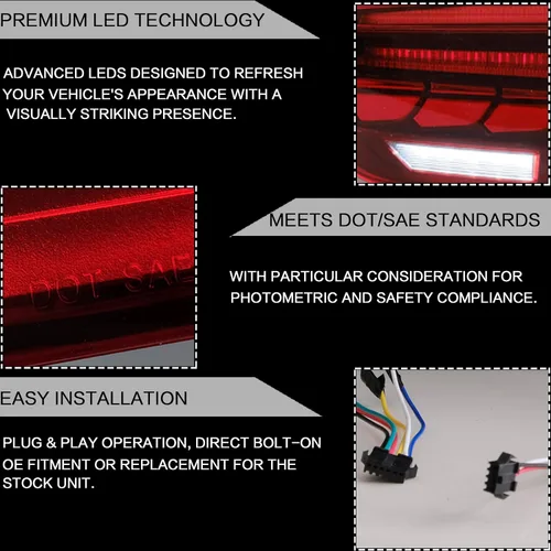 Miniatura 5 de VLAND OLED - Conjunto de luces traseras para BMW M3 / Serie 3 F30 F35 F80 Sedan 6ª generación 2012-2018, lámpara trasera mejorada con Dragon Scales