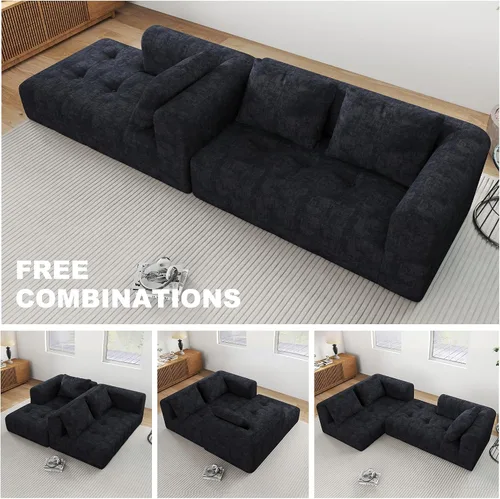 Miniatura 6 de Sofá seccional modular de 105", sofá sin estructura para sala de estar, sofá seccional tipo nube con asiento profundo, sofá en forma de L, sofás