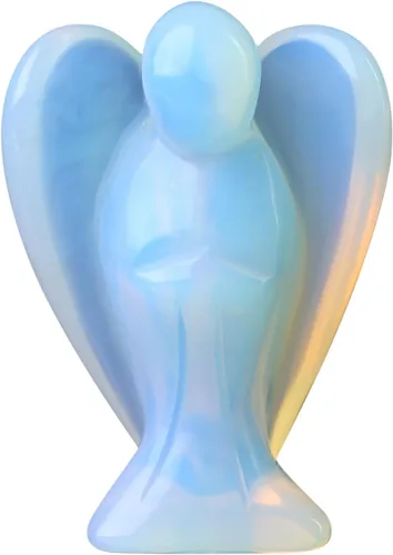 Miniatura 21 de YATOJUZI Estatua de ángel de obsidiana negra de 5 cm decorativa con cristales curativos de Reiki, piedra natural pulida tallada a mano, figuritas