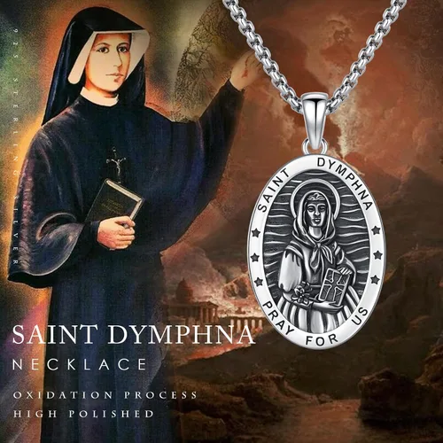 Miniatura 519 de Collar con colgante de plata de ley 925 con medalla de San Patrón, joyería religiosa para hombres y mujeres, con cadena de acero inoxidable 316L