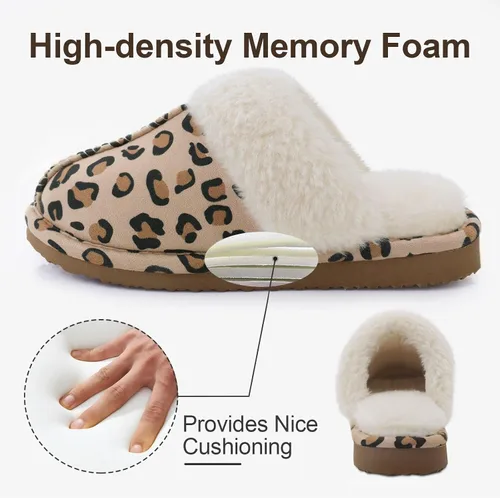 Miniatura 4 de Litfun Pantuflas mullidas de espuma viscoelástica para mujer, zapatos de invierno para interiores y exteriores