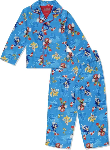 Sonic The Hedgehog Conjunto de pijama para niño, 2 piezas, abrigo de franela para niños, pijamas a juego con botones, pijamas familiares de Navidad