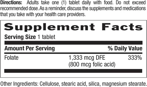 Miniatura 5 de Country Life Folato 800 mcg (ácido fólico), apoya el desarrollo celular saludable y la salud cardíaca, apoyo prenatal para mujeres, 100 tabletas