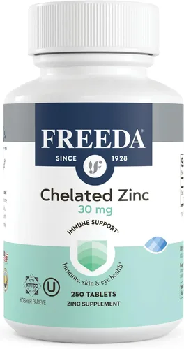 Miniatura 8 de Freeda Zinc quelado 30 mg – TRAACS® Bisglicinato de zinc para alta absorción – Vegano, Kosher, suave para el estómago – Apoyo inmunológico