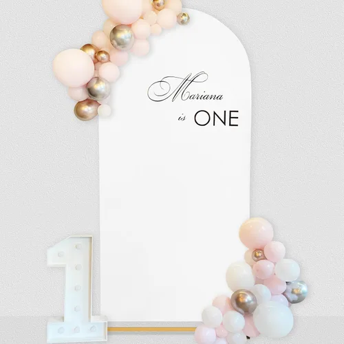 Miniatura 23 de SoarDream Cubierta de telón de fondo de arco de elastano beige ajustada 5 pies, cubierta de arco de boda globo con parte superior redonda, tela