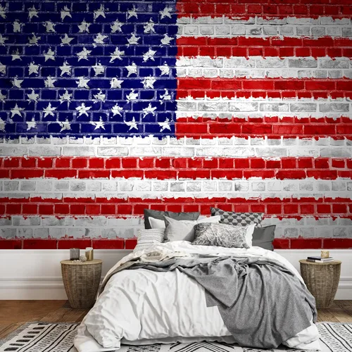 Miniatura 52 de wall26 Adhesivo de pared extraíble/mural de pared estilo panel de madera, bandera estadounidense y águila calva, arte digital internacional global