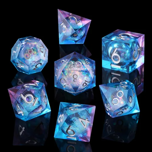 Miniatura 34 de DND Juego de dados de 8 piezas con ojo de dragón extra D20-Beholder's Eye Liquid Core Sharp Edge Resina poliédrica hecha a mano 2 × D20 D4 D6 D8 D10