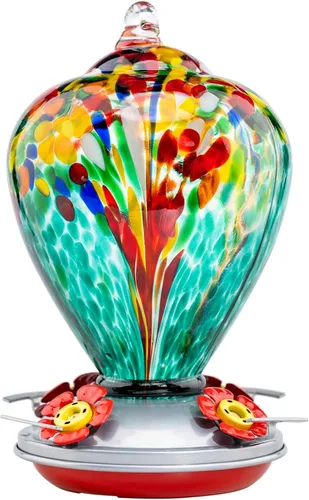 Miniatura 9 de Muse Garden Comederos de colibrí para colgar en exteriores, comedero de colibrí de vidrio soplado, regalos de colibrí para mamá, decoración