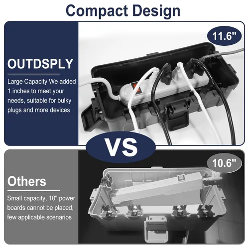 Miniatura 3 de Caja eléctrica mediana para exteriores (11.6 x 5.2 x 4.1 pulgadas), cubierta de cable de extensión impermeable IP54 con entrada de 6 cables, caja