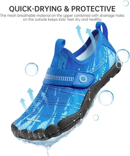 Miniatura 2 de SEEKWAY Zapatos de agua descalzos para niños, puntera ancha y zapatos de arena de secado rápido para niños pequeños para senderismo, natación