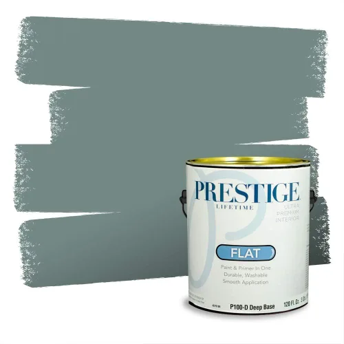 Miniatura 187 de Prestige Paints - Pintura exterior e imprimación en uno, 1 galón, plano, compatibilidad comparable con el color menta «Whipped Mint» de Behr
