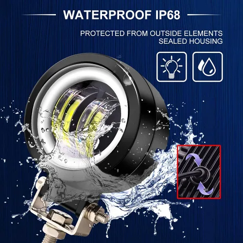 Miniatura 2 de Ourbest Luces antiniebla para motocicleta con interruptor, luces auxiliares de motocicleta de 3 pulgadas, luces LED redondas tipo halo, luces