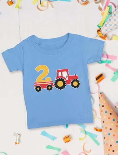 Miniatura 4 de Tstars Camisa de 2 años de edad para el segundo cumpleaños para niños, construcción de fiestas, tractores para niños