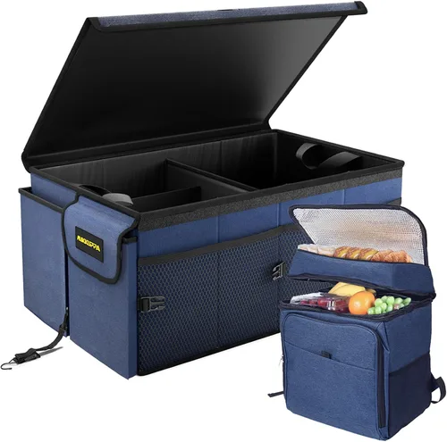 Miniatura 20 de MIKKUPPA Organizador de maletero de automóvil, organizador plegable de 35 litros con tapa, almacenamiento resistente para automóvil, SUV, camión
