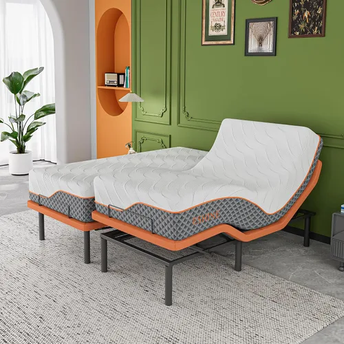 Miniatura 14 de ESHINE Base de cama ajustable individual XL con colchón híbrido de 14" Inclinación de almohada, control por aplicación inteligente, gravedad cero