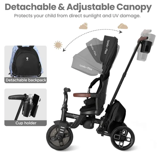 Miniatura 5 de Cochecito de bicicleta para bebés de 10 meses a 6 años de edad, cochecito plegable 8 en 1 para niños pequeños de 3 a 5 años, triciclo de regalo