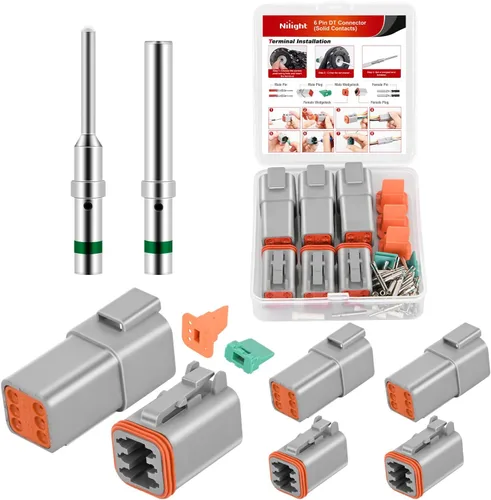 Miniatura 15 de Nilight Kit de conectores DT de 2 pines, 3 juegos de tamaño 16 contactos sólidos, terminal macho hembra impermeable para conectores de la serie DT