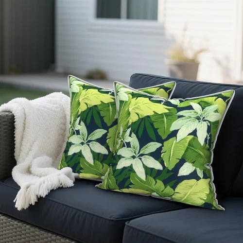 Miniatura 400 de Juego de 2 almohadas para exteriores de 16 x 16 pulgadas, repelentes al agua con interiores, para muebles de patio, hogar, jardín, geometría bohemia