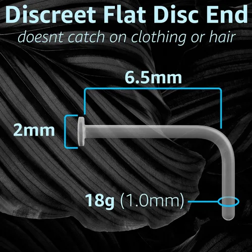 Miniatura 9 de Aretes de nariz transparentes para el trabajo – Anillos de nariz transparentes en forma de L – Anillos de nariz de plástico Bioflex para cirugía