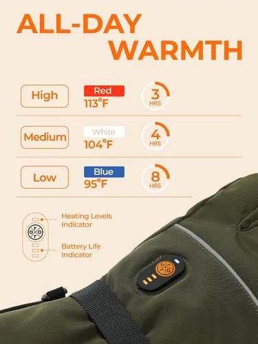 Miniatura 2 de ORORO Guantes térmicos para mujeres y hombres, guantes de motocicleta con calefacción recargable, guantes de batería para esquí y artritis