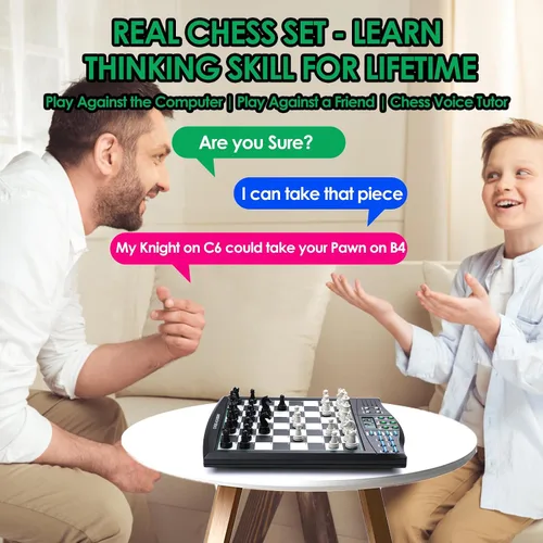 Miniatura 8 de Tablero de ajedrez electrónico Talking Chess Academy, tablero de ajedrez inteligente con sistema de enseñanza de voz, juego de ajedrez