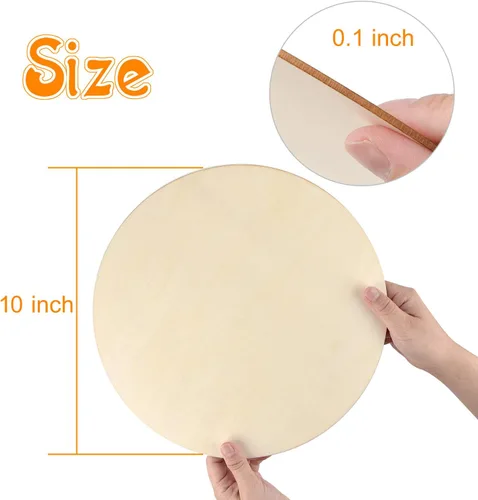 Miniatura 2 de Coopay 16 círculos de madera de 10 pulgadas, rebanadas de madera redondas sin terminar, recortes de madera natural para colgar puertas, pintura