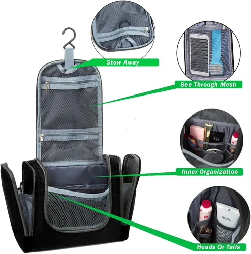 Miniatura 7 de Bolsa de Aseo de Viaje Bago Bolsa de Aseo Impermeable Colgante Bolsa de Aseo Grande para Baño y Viaje Organizador de Bolsa de Artículos de Tocador