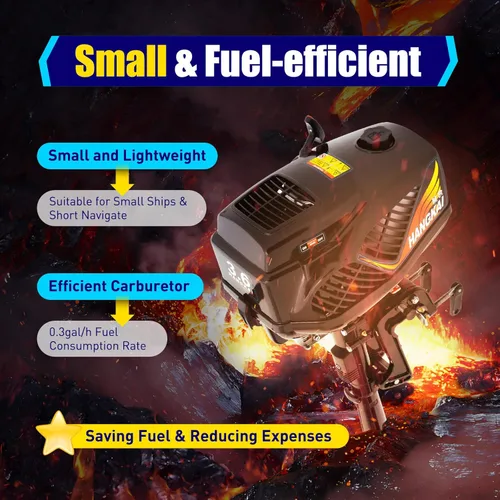 Miniatura 5 de Motor fuera de borda con sistema de encendido CDI de 55 CC, motor de barco de control de timón de arranque manual de 2.6 KW con medio sistema