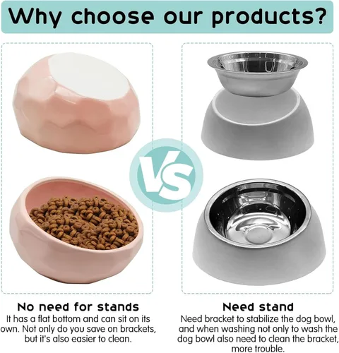 Miniatura 3 de kathson Cuenco inclinado de cerámica de 7 pulgadas para perros y gatos, cuencos de agua inclinados de 15°, cómodos cuencos de alimentación