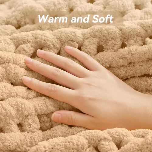 Miniatura 7 de Negwoo - Manta de punto grueso, de felpilla, para cama y sofá, manta de ganchillo hecha a mano, grande y gruesa, lavable a máquina, bonita y cómoda