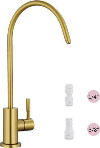 Tohlar Grifo de Agua Potable para Fregadero de Cocina, Grifos de Agua Filtrada Dorados Grifo de Ósmosis Inversa Libre de Plomo Sistema de Filtración