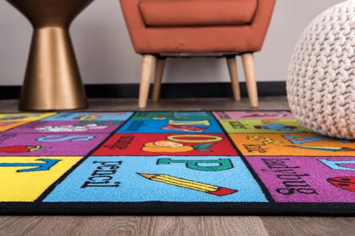 Miniatura 4 de Rugshop Alfombra antideslizante para niños con alfabeto educativo (no deslizante), 3 pies 3 pulgadas x 4 pies 7 pulgadas, multicolor