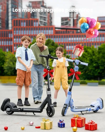 Miniatura 8 de ECOROAD Scooter eléctrico 2 en 1 para niños EK8, motor de 200 W y rango de 9 millas, hasta 10 MPH, sistema de freno doble, música Bluetooth y altura