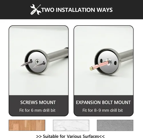 Miniatura 6 de Topes de puerta, tope de puerta de 6 pulgadas de largo, montaje en pared, resistente y rígido, de acero inoxidable cepillado con puntas de plateado