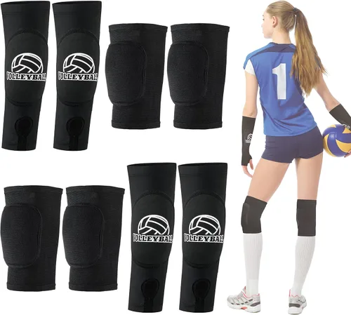 Miniatura 7 de Juego de mangas para brazos y rodilleras de voleibol con almohadillas de protección y orificio para el pulgar, equipo de entrenamiento de voleibol