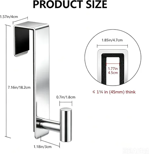 Miniatura 2 de WUIVIUT Ganchos para colgar sobre la puerta, gancho de puerta de metal para colgar, estante de puerta para toalla, baño, dormitorio, soporte