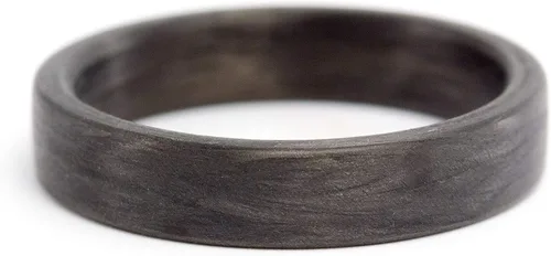 Miniatura 3 de Women's carbon fiber ring. Modern black flat wedding band. Water resistant, very durable and hypoallergenic. (00101_4N)