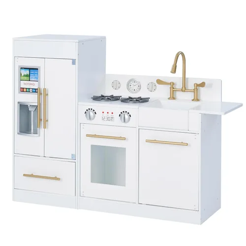 Miniatura 12 de Teamson Kids Little Chef Charlotte - Cocina Moderna Modular Interactiva de Madera para Jugar con Refrigerador, Estufa y Lavabo en Gris con Acentos